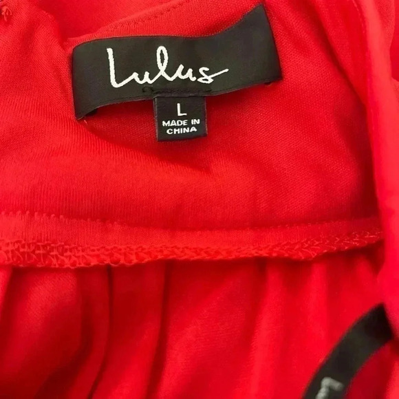 Lulus Red V-Neck Spaghetti Strap Skater Dress | Fit & Flare Party Dress L - Picture 9 of 13